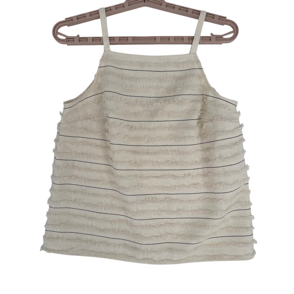 Anthropologie Maeve Quinn fringe sleeveless tank top beige size 4